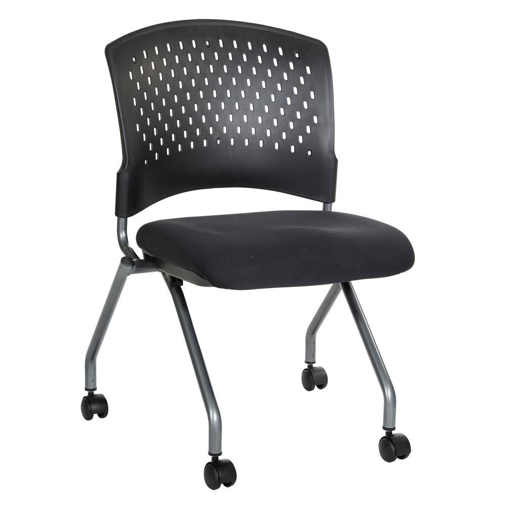 Armless Folding Chair with Ventilated Back and Casters L747