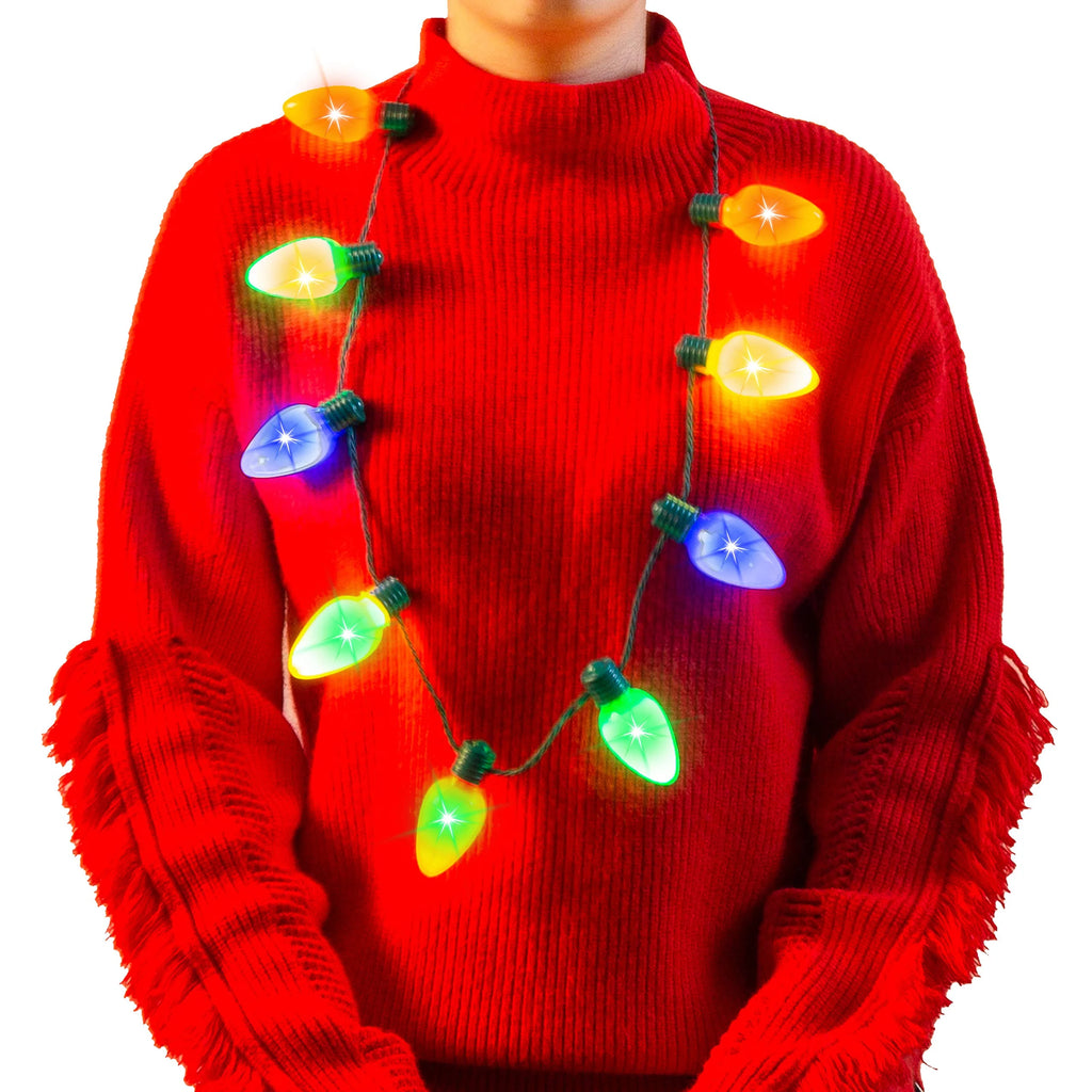 12 Piece Christmas LED Light Up Bulb Necklaces U15381