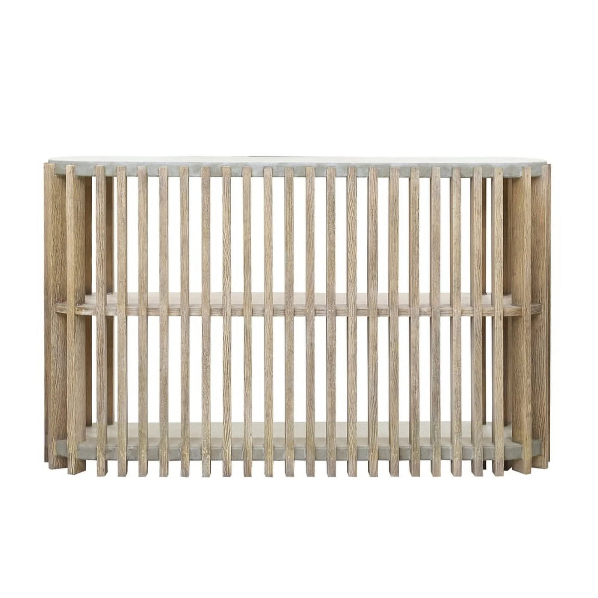 Wood Slat Display Console with Concrete Top N802