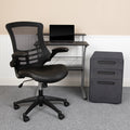 Black Computer Desk, Ergonomic Mesh Office Chair and Locking Mobile Filing Cabinet D76172