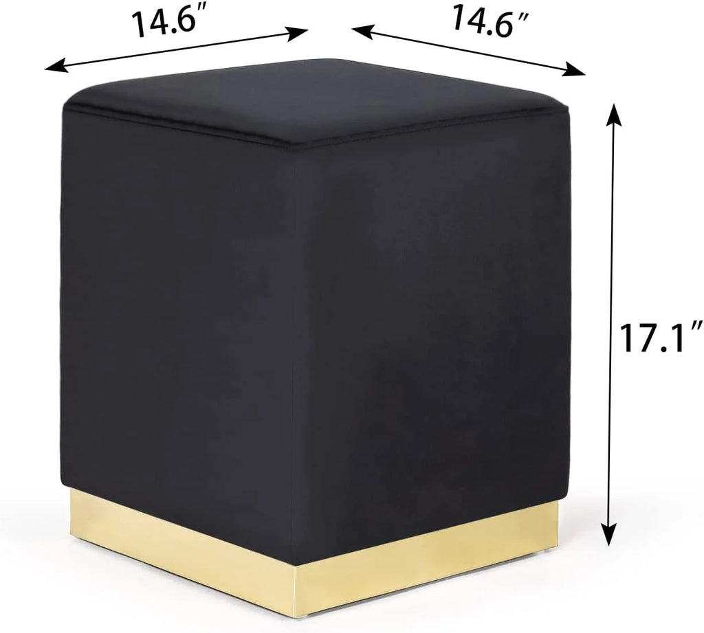 Black Velvet Square Ottoman H187115