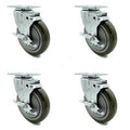 5' x 1.25' Gray Polyurethane Wheel Swivel Casters E3064