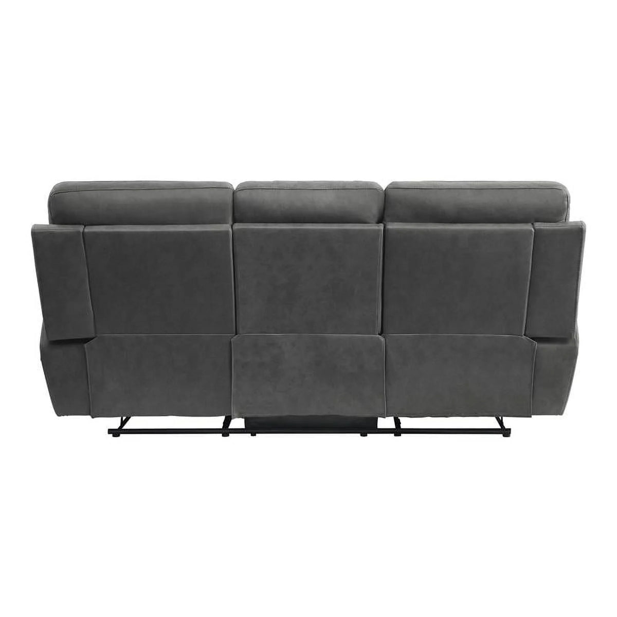 Microfiber Double Reclining Sofa with Cup Holders in Gray W808