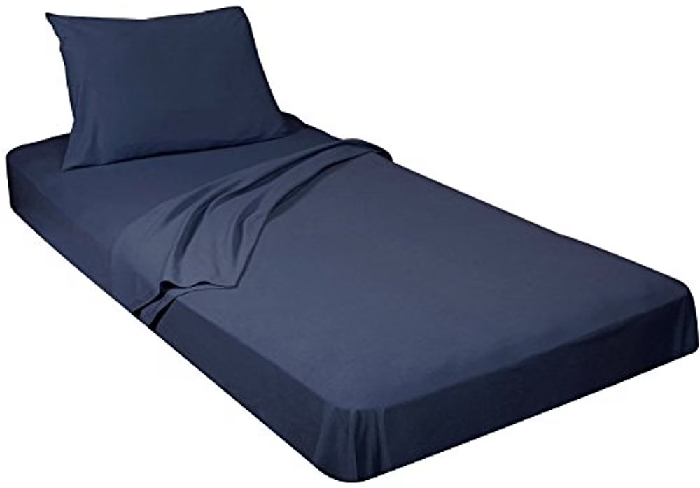 Navy 3 Piece Jersey Knit Cot Sheet Set Q814