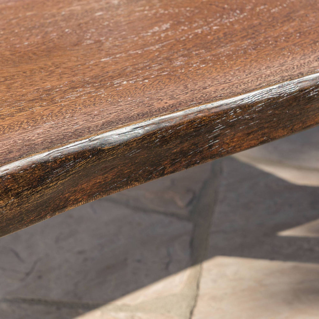 Teak Concrete Faux Live Edge Patio Dining Bench N313989