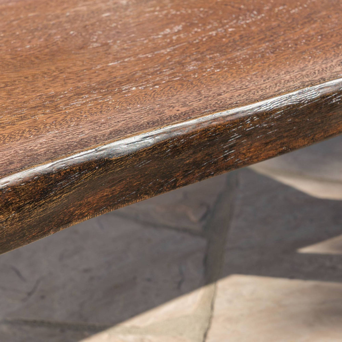 Teak Concrete Faux Live Edge Patio Dining Bench N313989