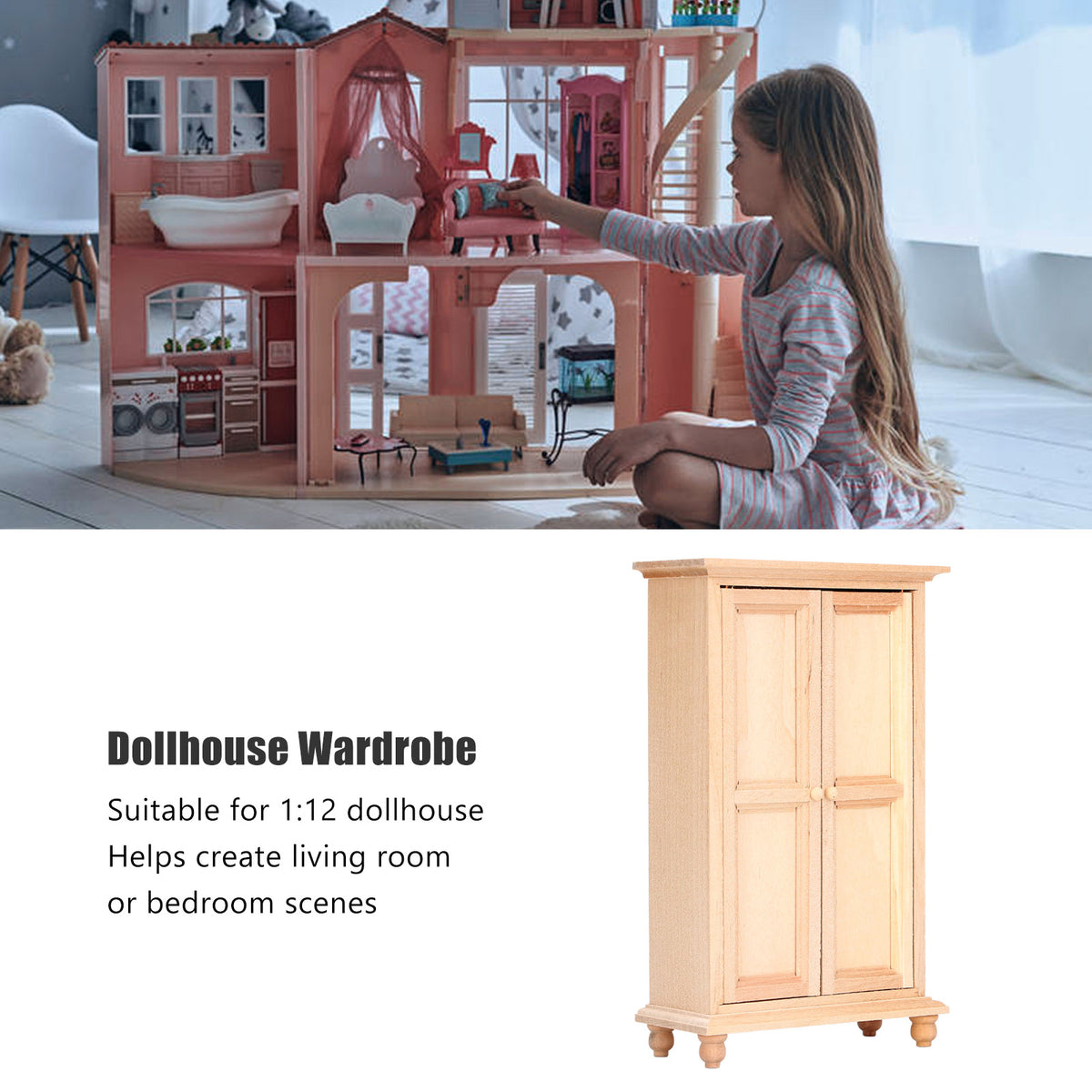 Wooden Vintage Miniature Wardrobe Cabinet L6891