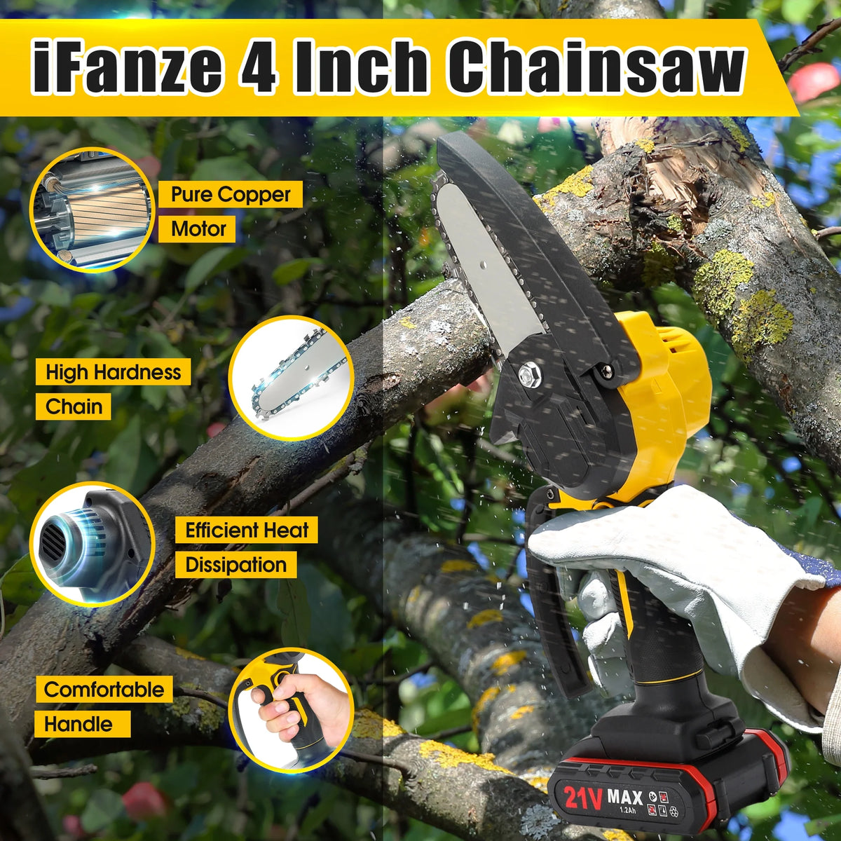 4 inch Mini Cordless Chainsaw with 2 Battery G200