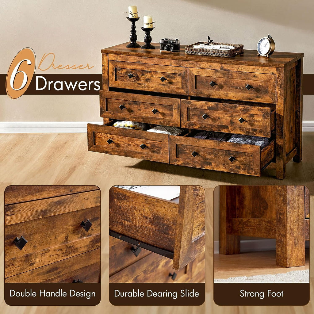 6 Drawer Farmhouse Wood Dresser Q644794