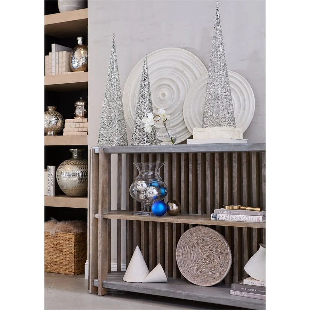 Wood Slat Display Console with Concrete Top N802