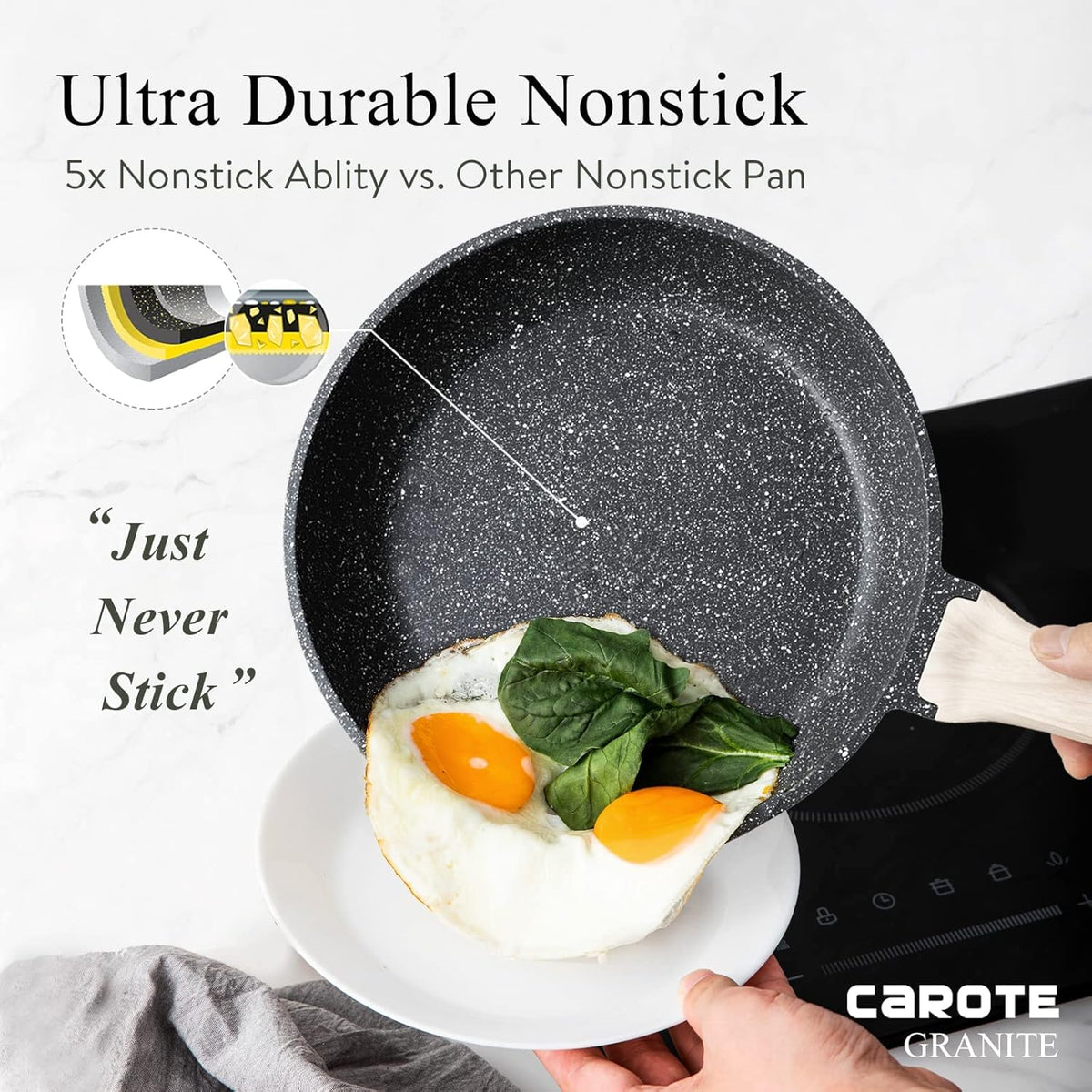 12-Inch Nonstick Granite Frying Pan with Glass Lid O154907