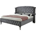 Full Size Bed with Wingback Headboard and Velvet S7294