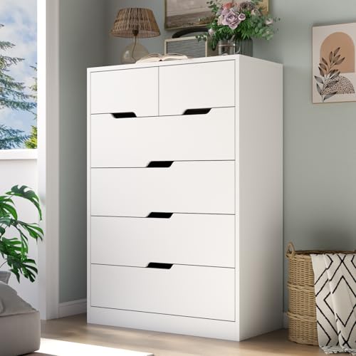 White 6 Drawer Wood Dresser S960168