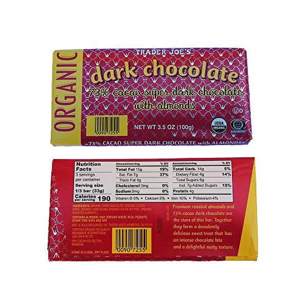 Organic Dark Chocolate 3 Bars 3.5 Oz O646265