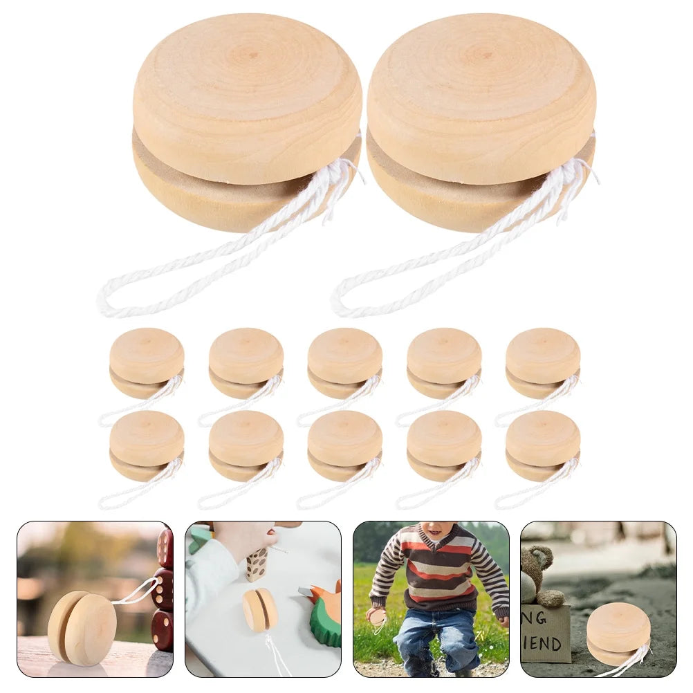 12Pcs Wooden Unfinished Yo-Yo Balls M5078