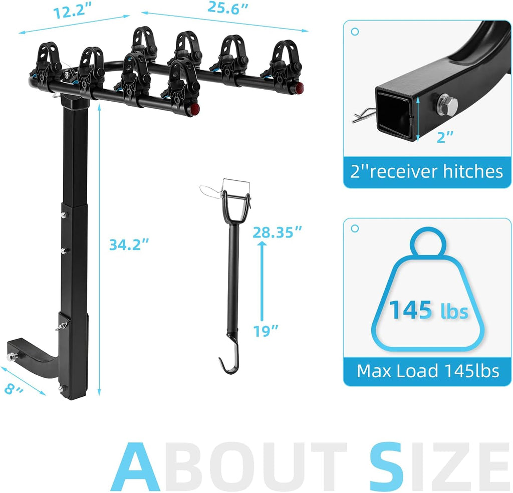 4-Bike Hitch Rack Double Foldable Rack Q882