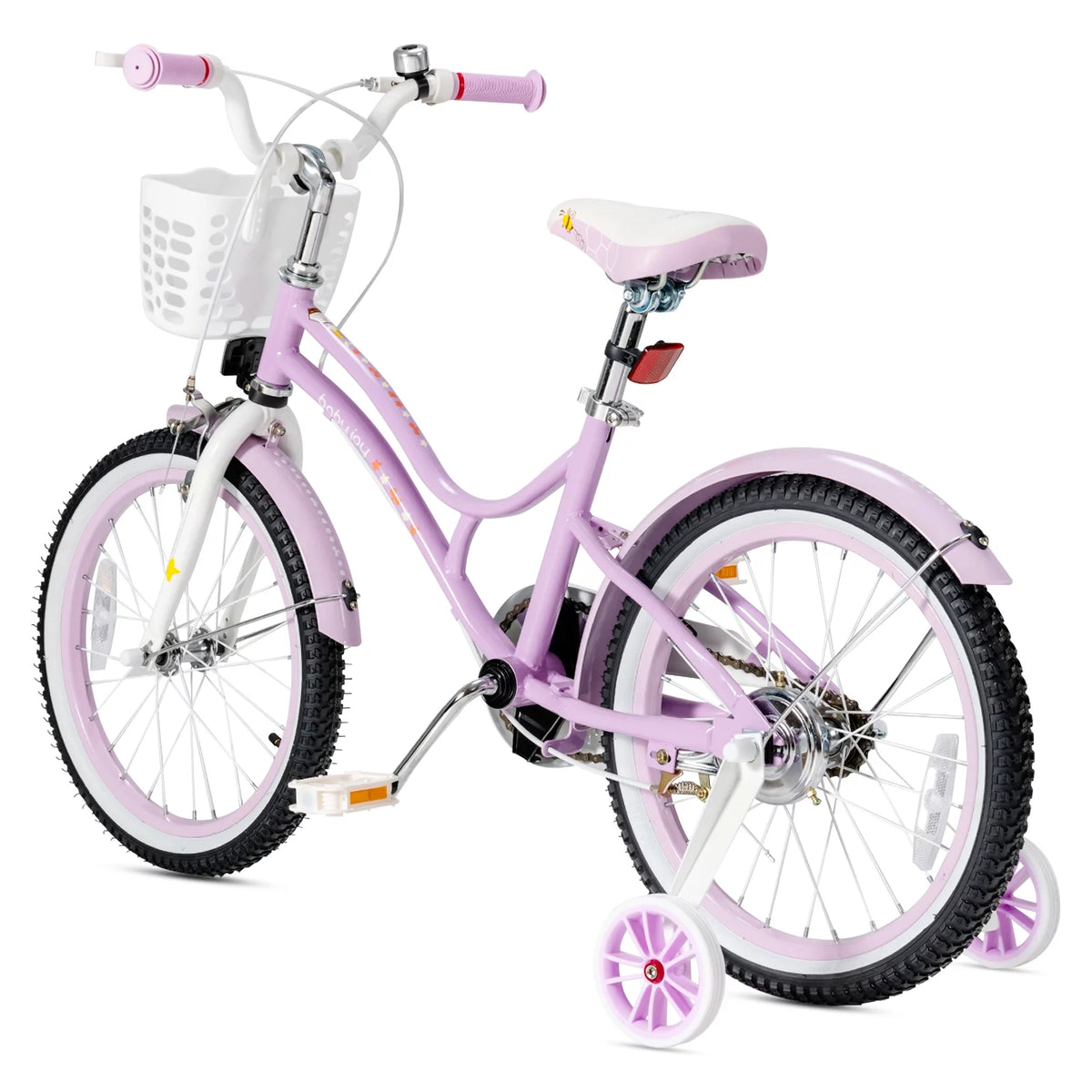 Kids Bike with Removable Training Wheels & Adjustable Seat Purple J98679