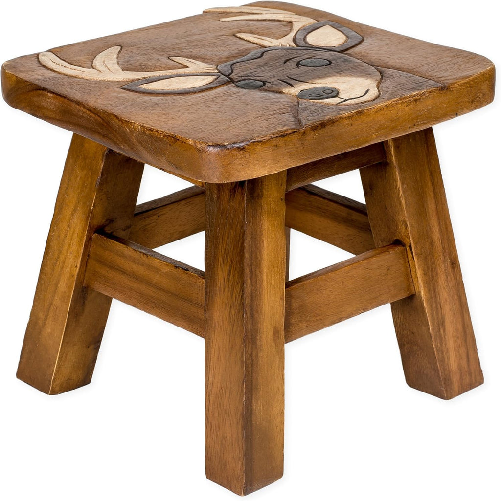 Hand Carved Acacia Hardwood Decorative Short Stool D183398