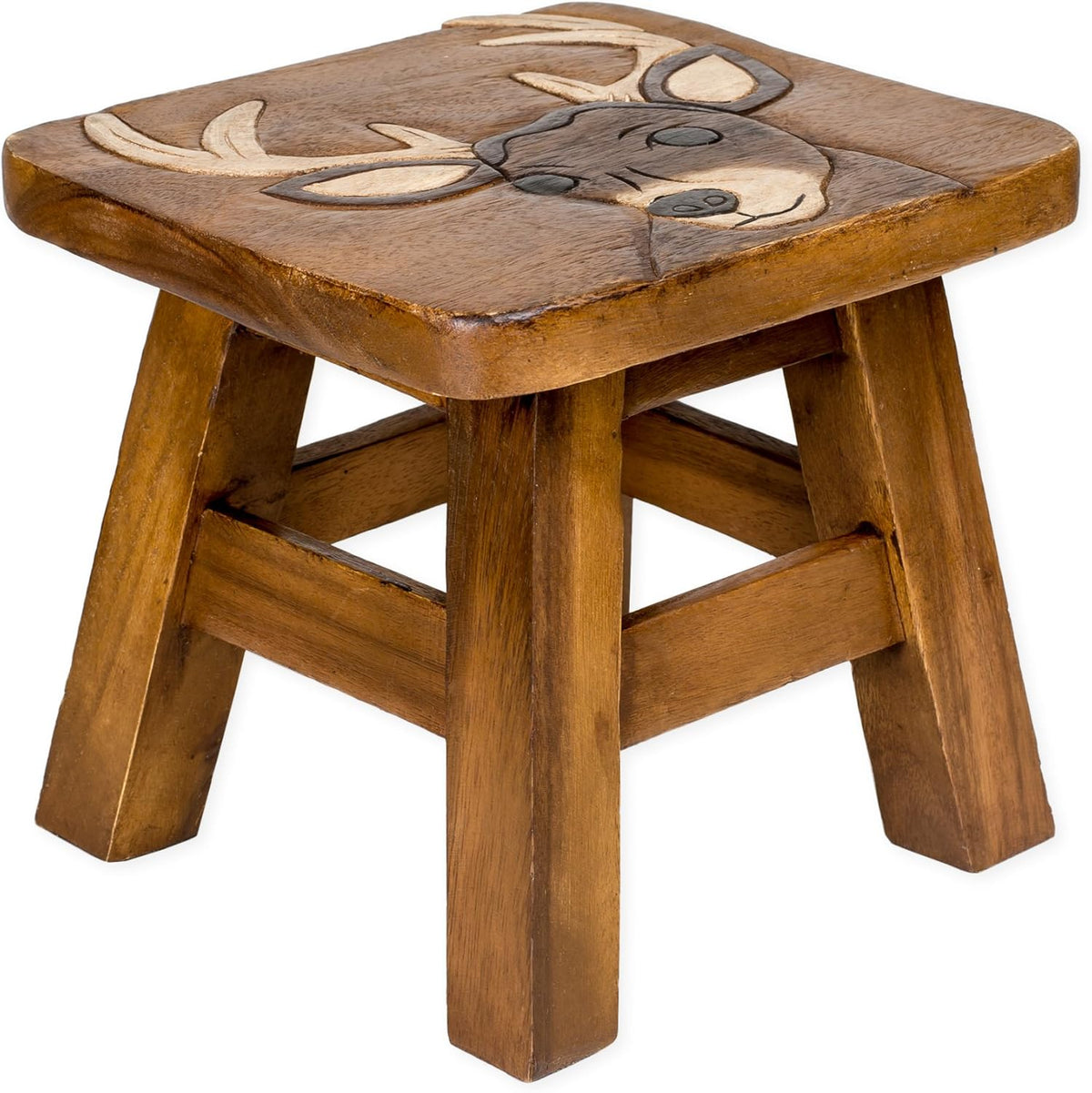 Hand Carved Acacia Hardwood Decorative Short Stool D183398