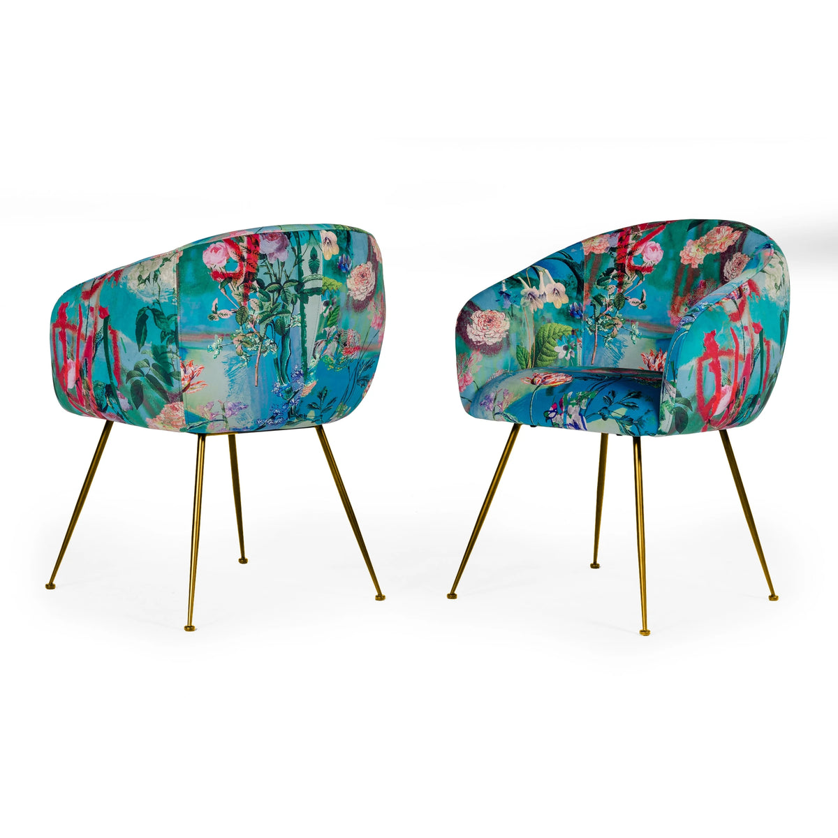 Floral Velvet & Gold Dining Chair U568742