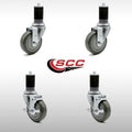 4 inch Gray Polyurethane Swivel Caster Set with Brake M965