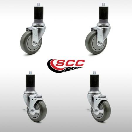 4 inch Gray Polyurethane Swivel Caster Set with Brake M965