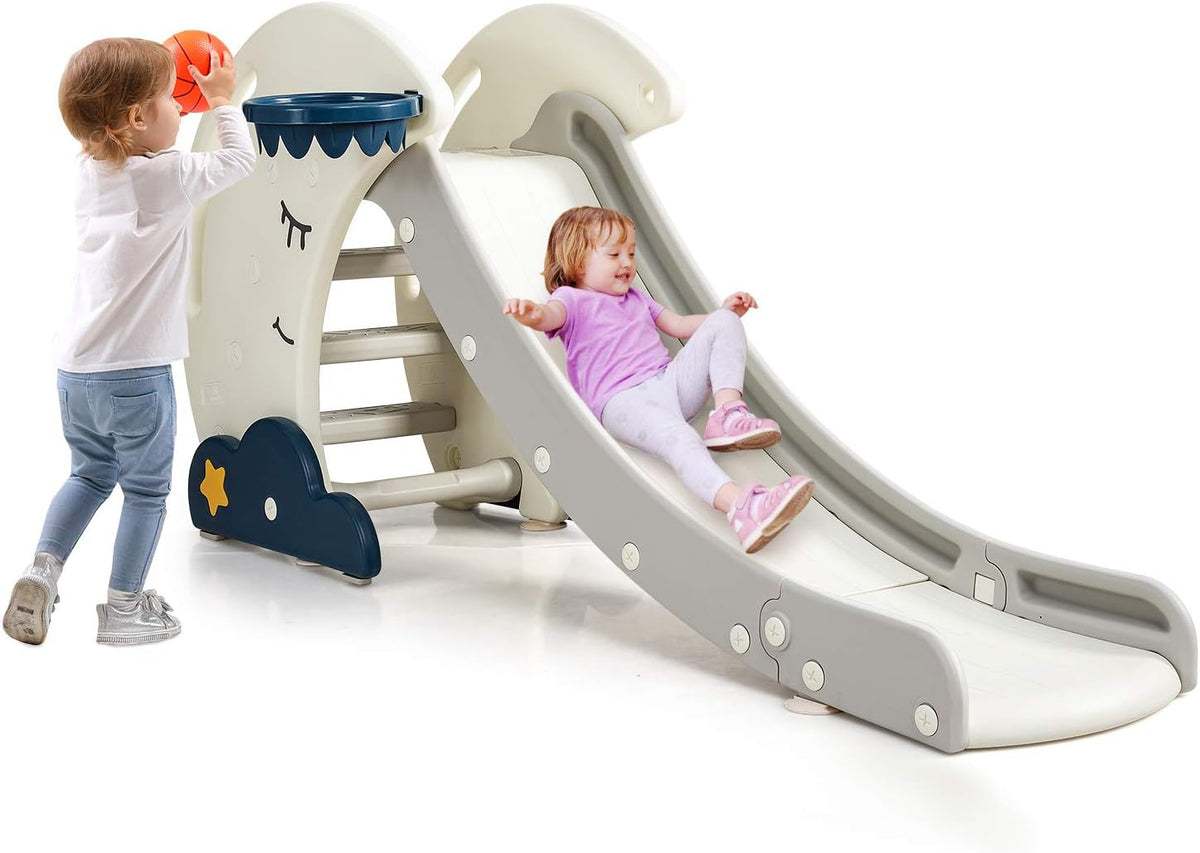 4 in 1 Folding Toddler Slide with Basketball Hoop U972850