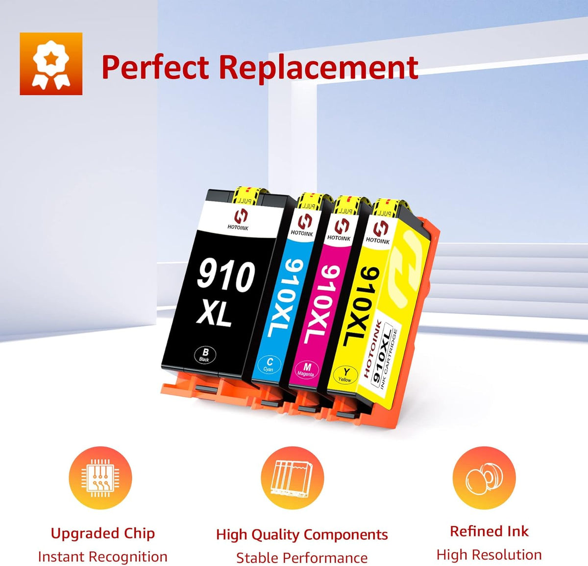 4 Pack Cyan Magenta Yellow Black Ink Cartridge Combo Pack for HP 910 XL D414
