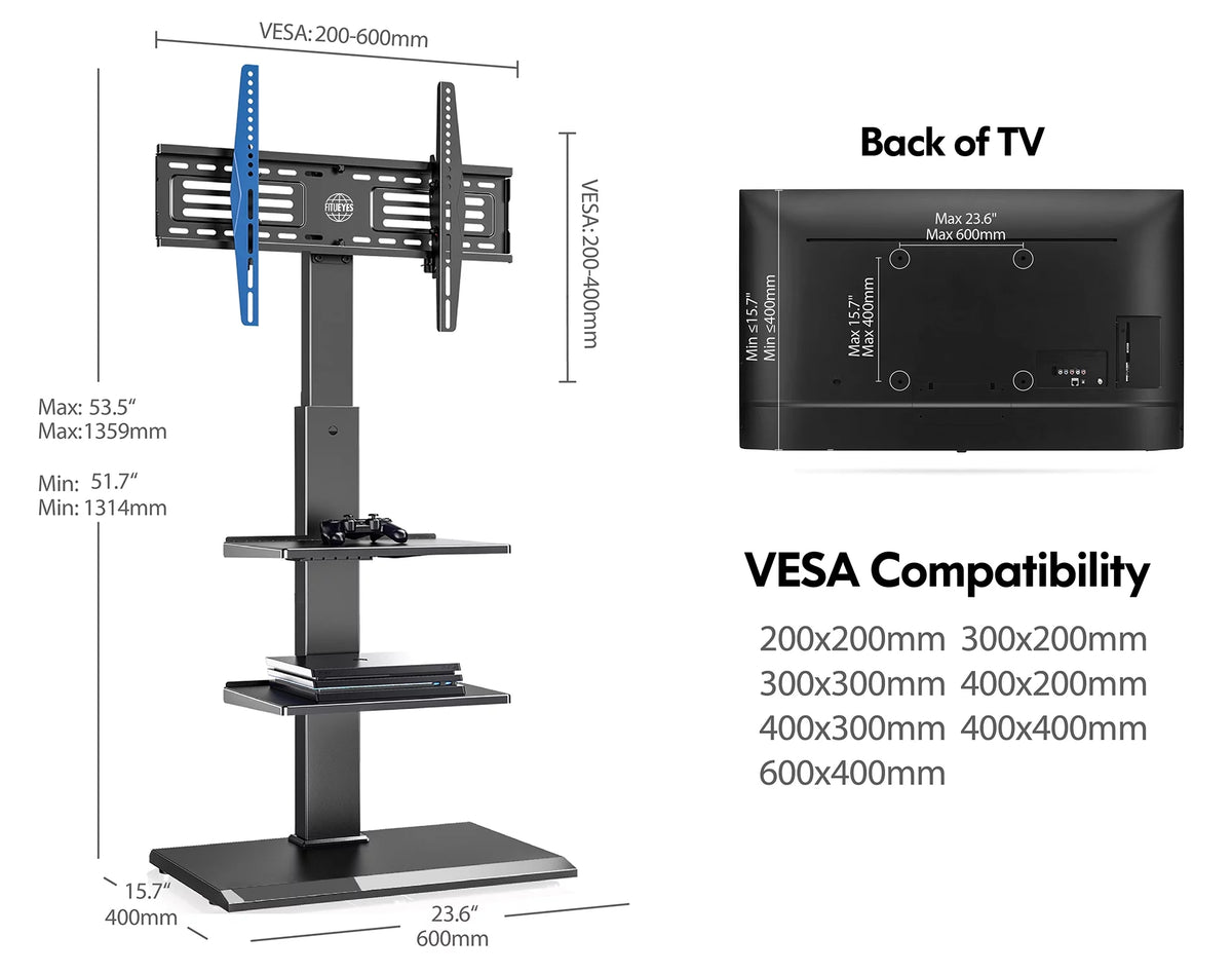 Black Floor TV Stand with Swivel Mount K67081