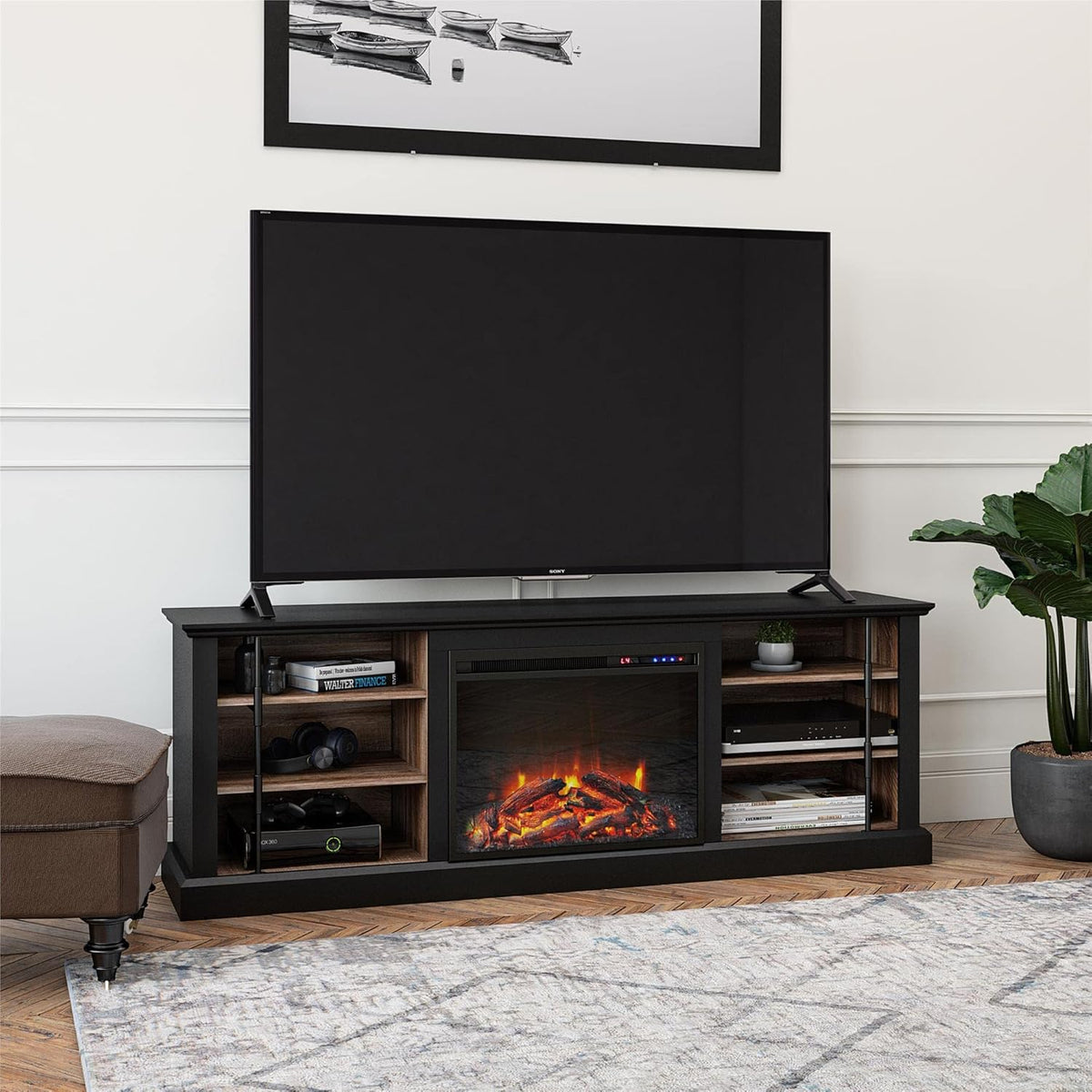 Black Fireplace Stand for TVs up to 70" J421803