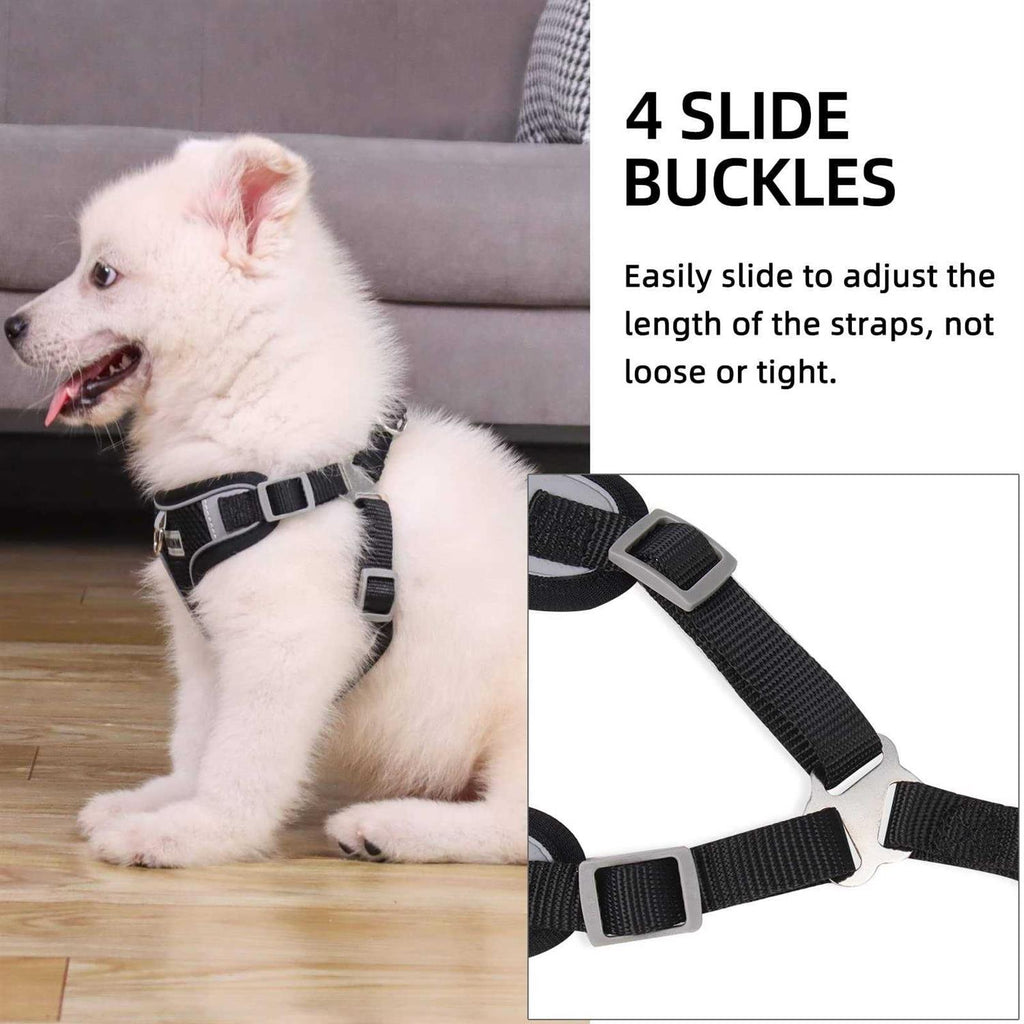 Adjustable Reflective Dog Harness with 2 Leash Clips H8385