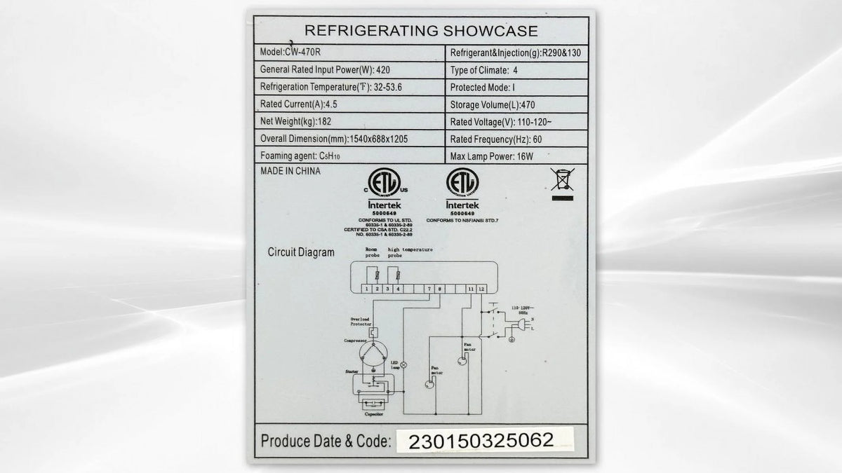 60 in. Double Tempered Glass Bakery Refrigerator Case 17.7 Cu. ft. I547602