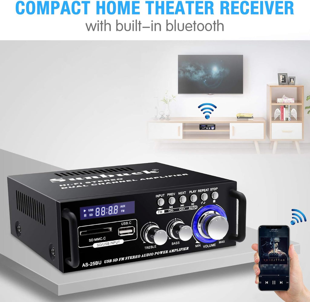 180W Wireless Bluetooth Stereo Amplifier with Remote Control O289511
