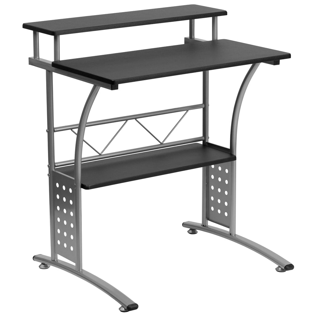 Black Computer Desk, Ergonomic Mesh Office Chair and Locking Mobile Filing Cabinet D76172