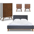 Queen Platform Bed 2 Nightstands 5-Drawer Dresser 4 Piece Set U35357
