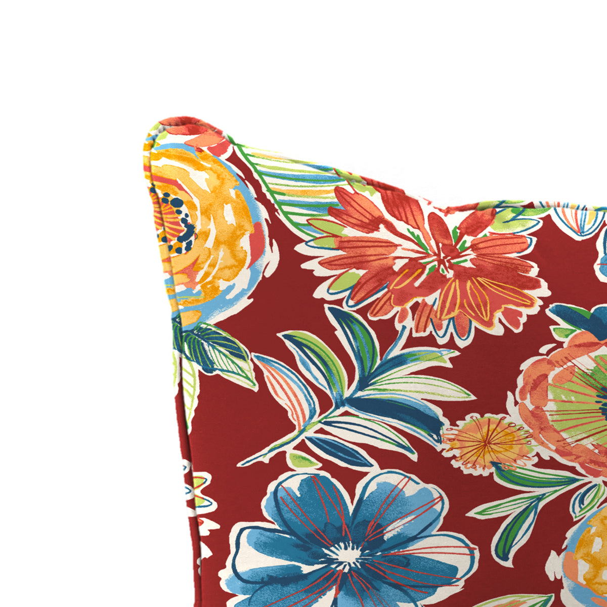 Colsen Berry Red Floral Rectangular Outdoor Deep Seating Chair Seat and Back Cushion with Welt V192
