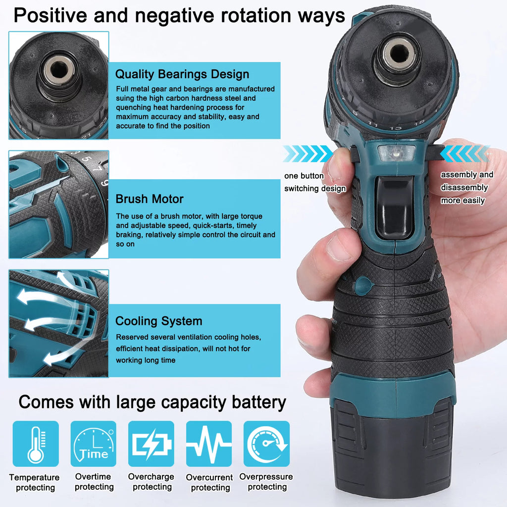 12 V Adjustable Torque 2 Speed Electric Screwdriver Kit J663568
