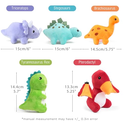 5 Small Dinosaur Plush Dolls and Egg Bag Toys Set P75287