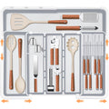 Grey Expandable Silverware Organizer with 9 Compartments Q593579