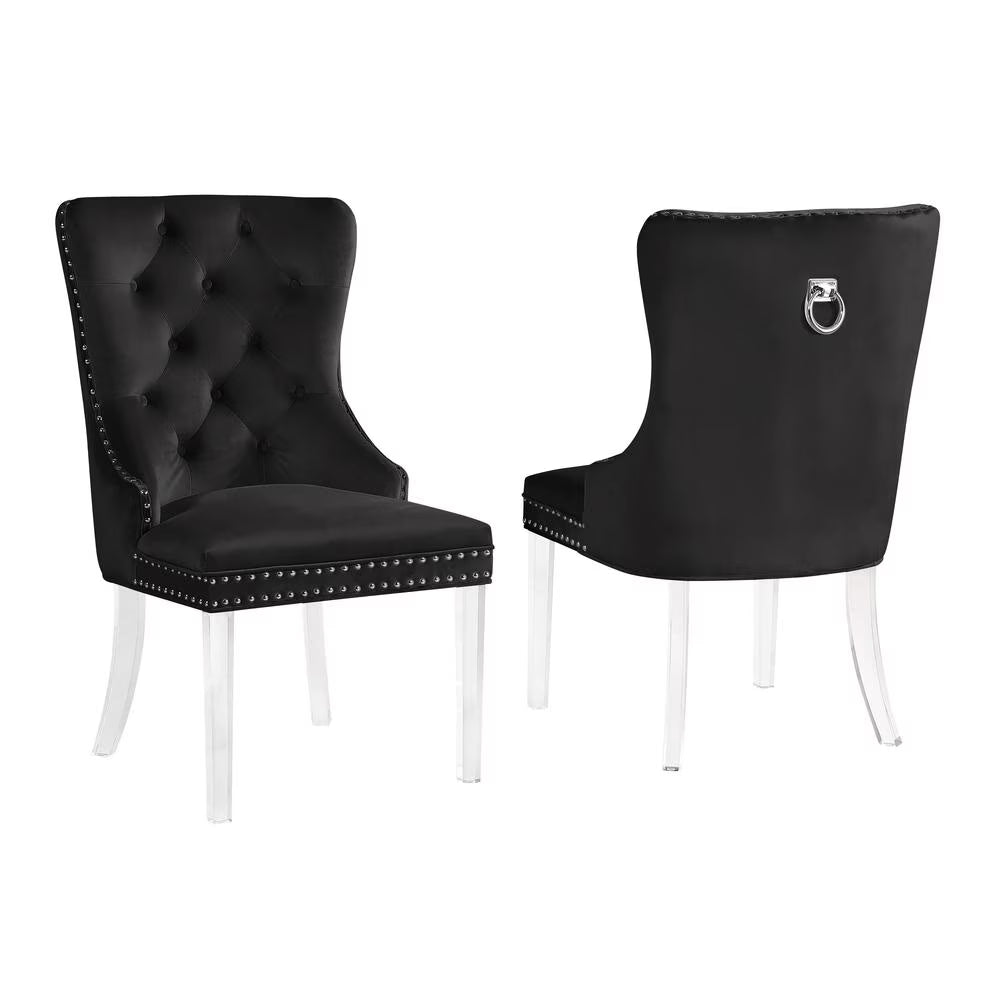 Black Tufted Velvet Dining Chairs (Set of 2) M411