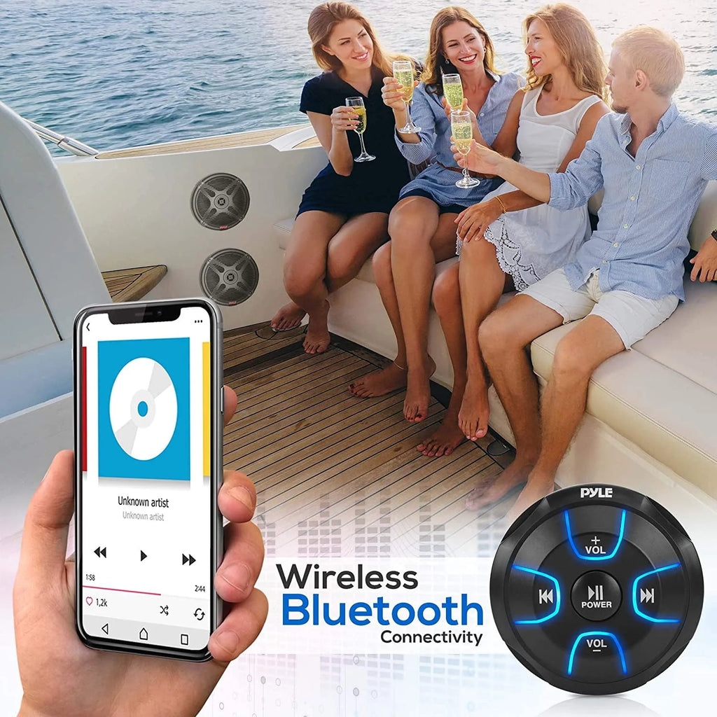 Black 6.5 Marine Speakers with Bluetooth Remote Control 2 Pack F359280