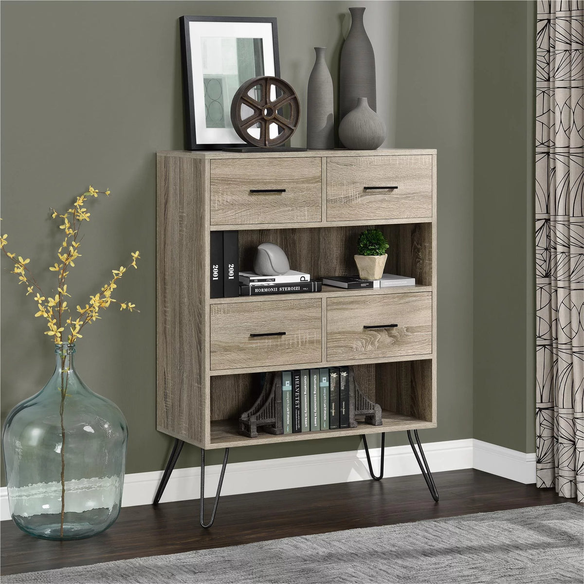 Sonoma Oak Bookcase with Bins I553
