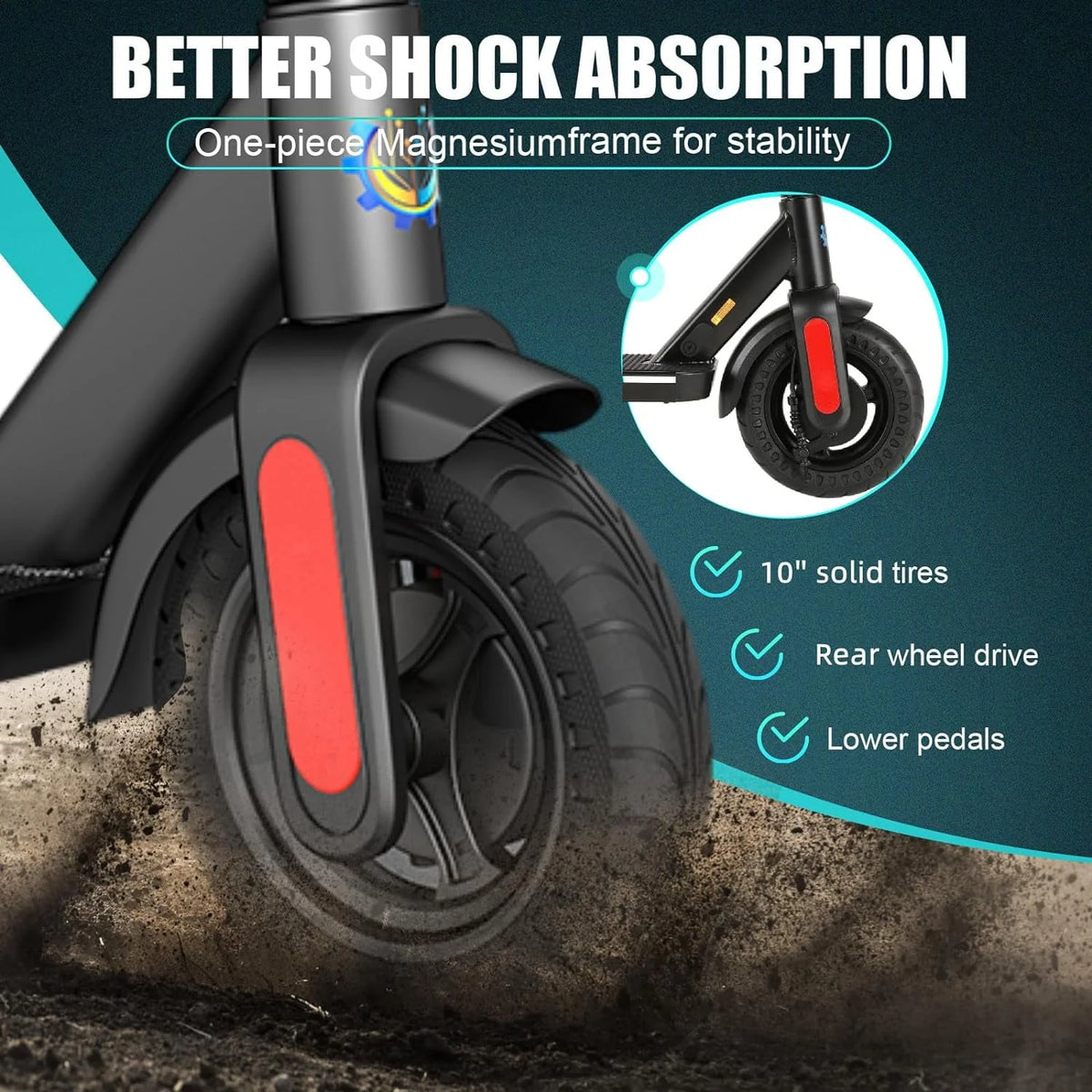 Electric Scooter 350W Motor 9 In Tires 20 mph 20 Miles 265 Lbs Silver C12096