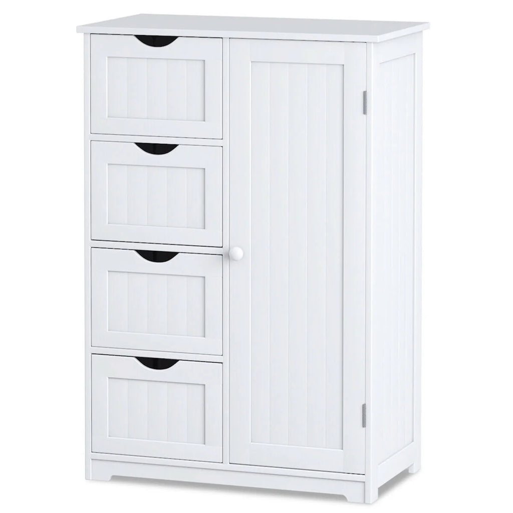 White 4 Drawer Wooden Bathroom Cabinet W9942