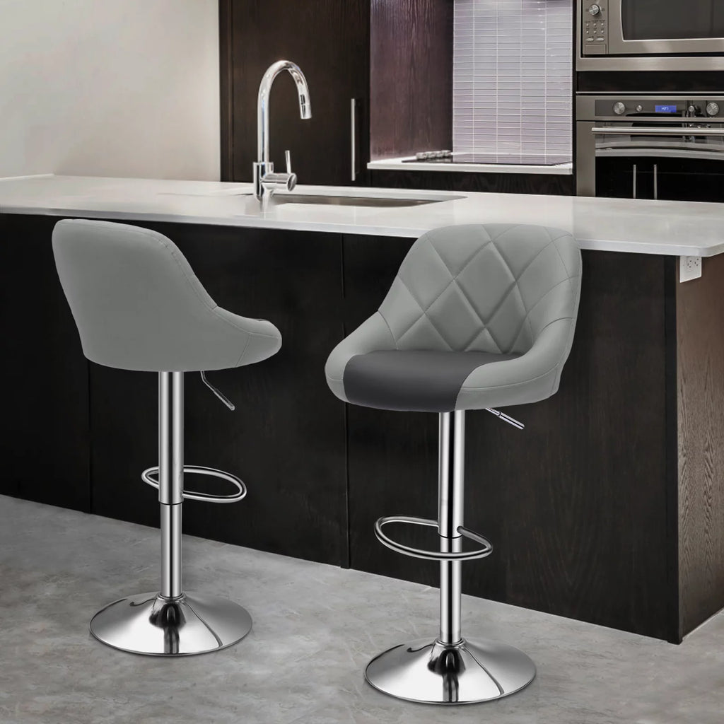 Set of 2 Height Adjustable Faux Leather Bar Stools F644172