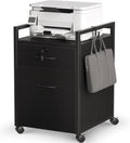 Black Mobile File Cabinet with 2 Drawers and Lock R4869