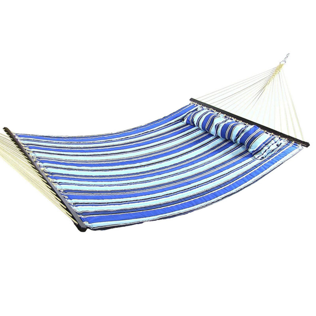 2-Person Quilted Fabric Spreader Bar Hammock and Pillow Q2879
