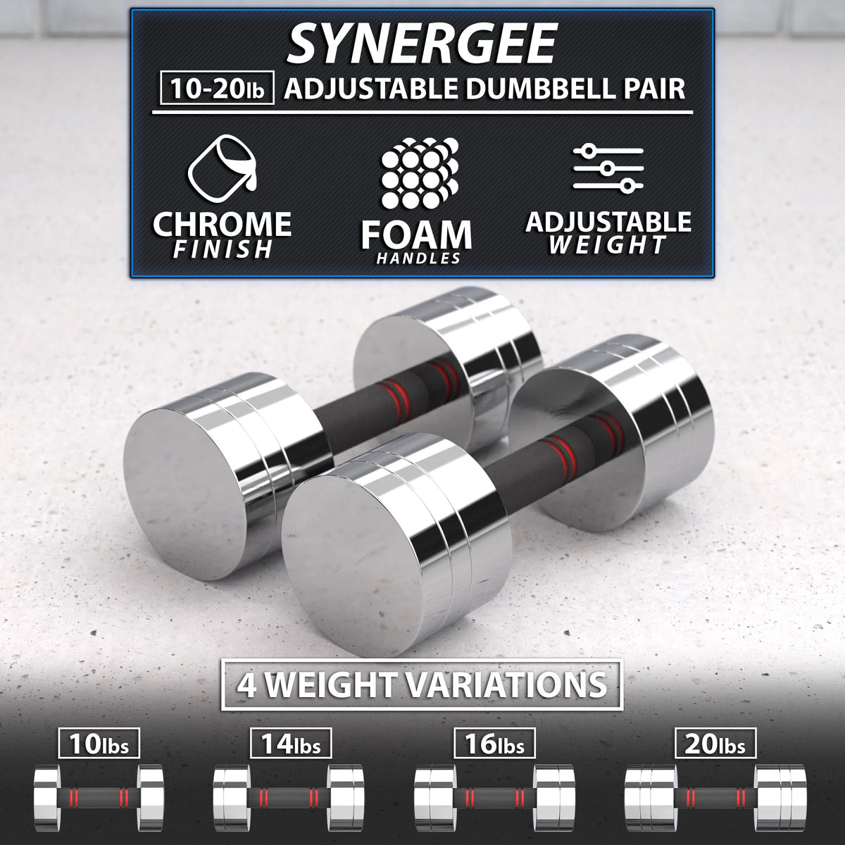 Adjustable Dumbbell Set with Foam Handles C1533