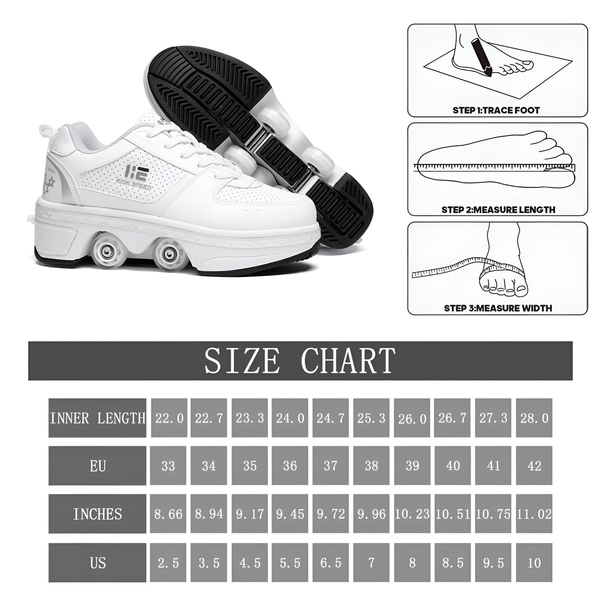 Roller Skate Shoes 2-in-1 Invisible Roller Skates Q18199