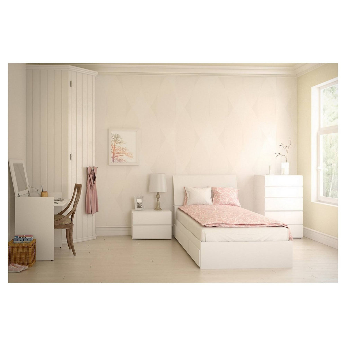 White Five Drawer Chest W783